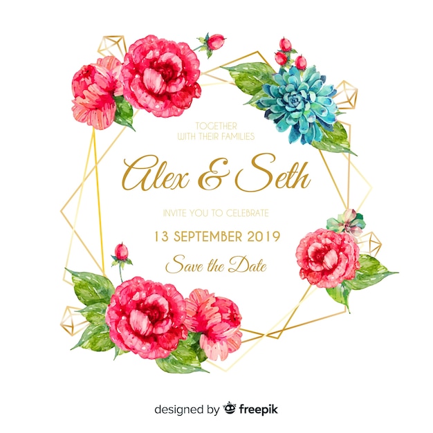 Wedding floral invitation card