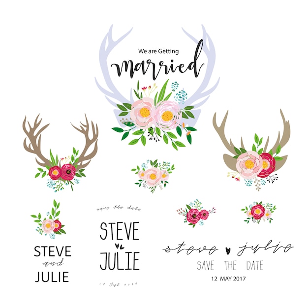 Free Vector wedding floral label collection