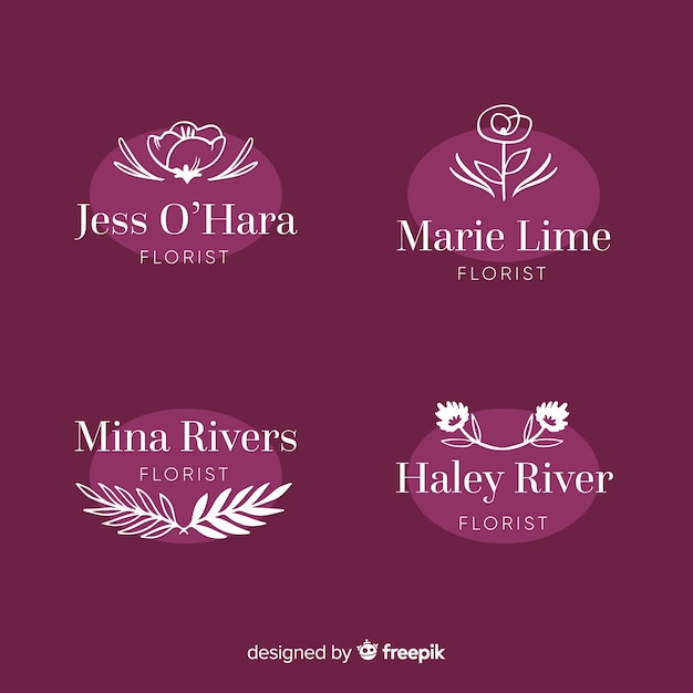 Free vector wedding florist logo template collection