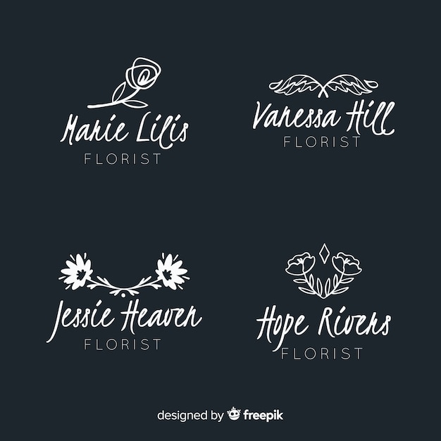 Free Vector wedding florist logo template collection