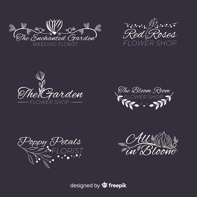 Free Vector wedding florist logo template collection