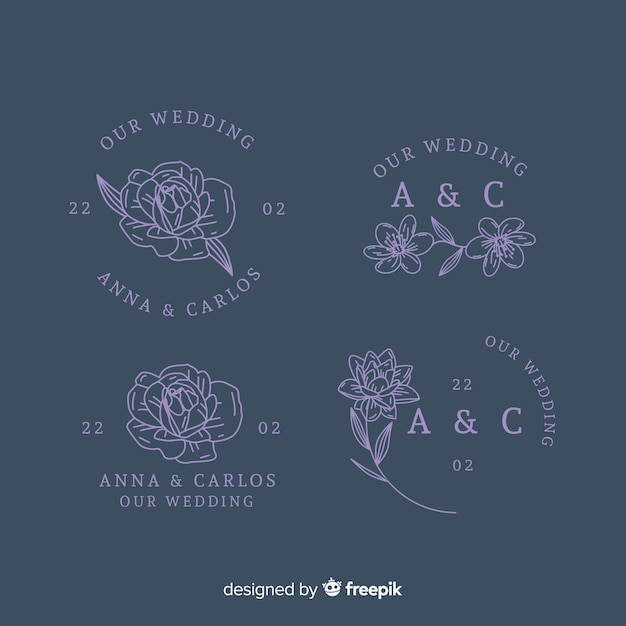 Free Vector wedding florist logo template collection