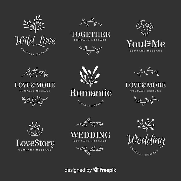 Free vector wedding florist logo templates collection