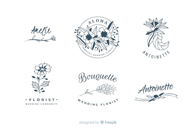 Wedding florist logo templates collection