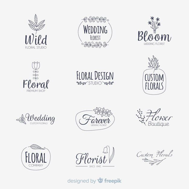 Wedding florist logo templates collection