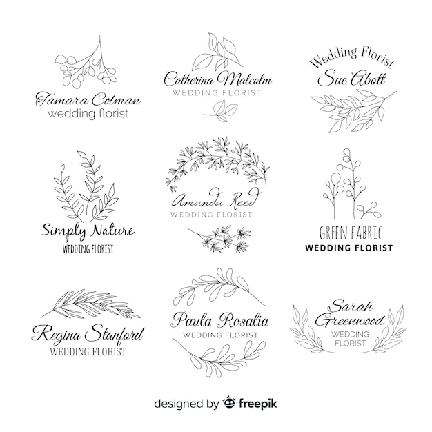 Wedding florist logo templates collection