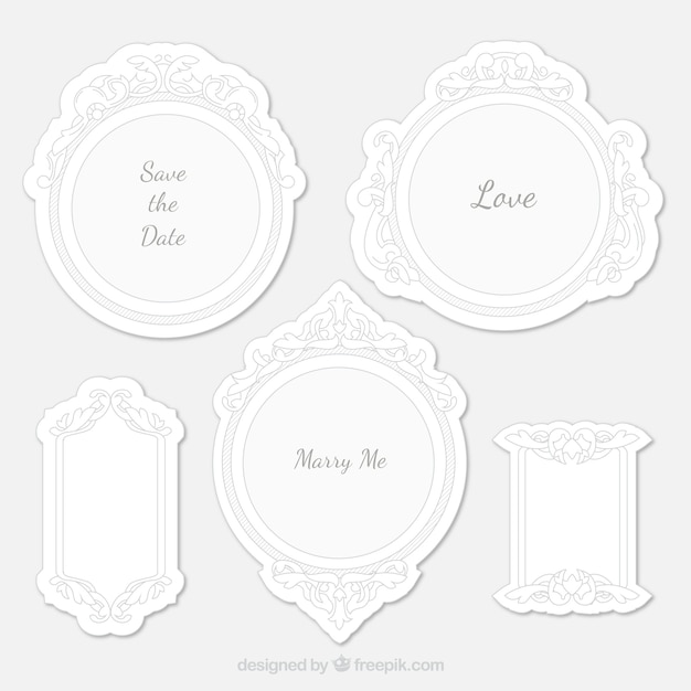 Free Vector wedding frame stickers with different sizes