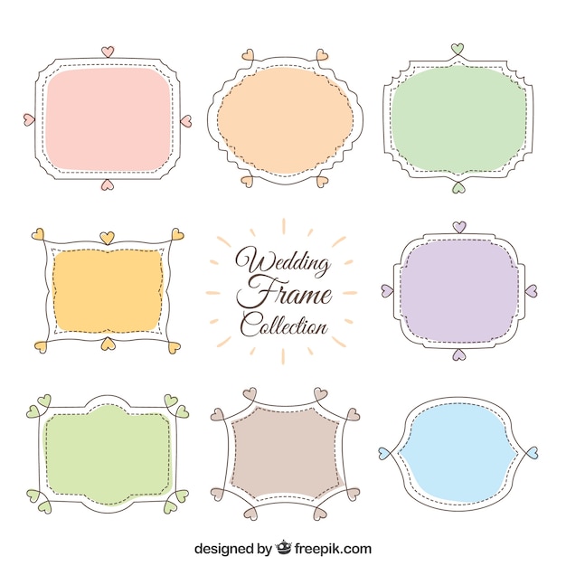 Wedding frames collection in pastel colors