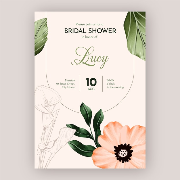 Free Vector wedding hand drawn bridal shower invitation