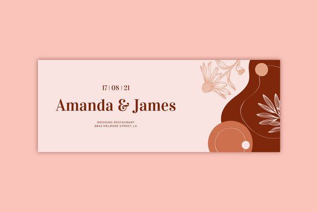 Wedding hand drawn flat facebook cover