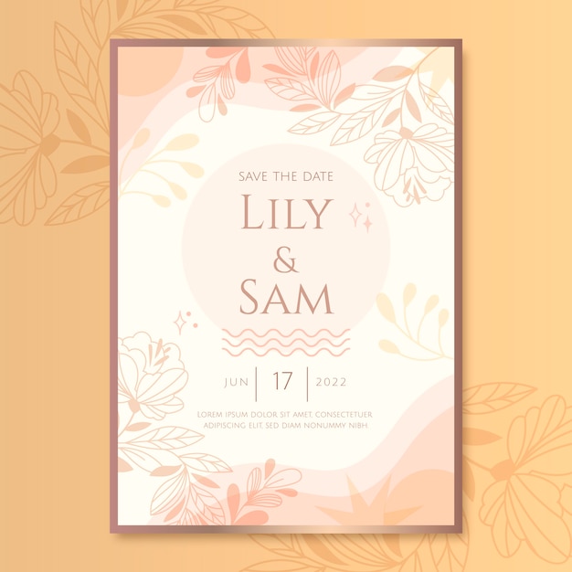 Wedding hand drawn flat invitation