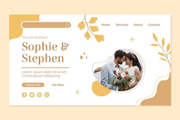 Wedding hand drawn flat landing page