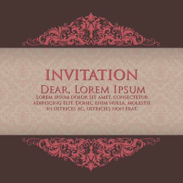 Free Vector wedding invitation and announcement card with floral background artwork. elegant ornate floral background. floral background and elegant flower elements. design template.