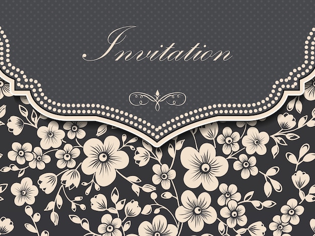 Free vector wedding invitation and announcement card with floral background artwork