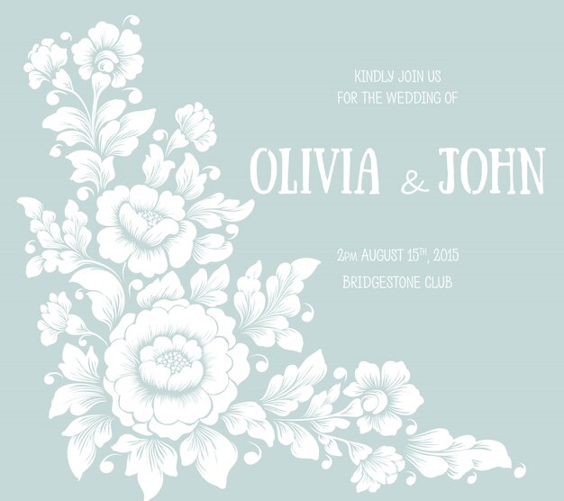 Wedding invitation and announcement card with floral design