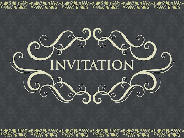 Free vector wedding invitation and announcement card with vintage background artwork. elegant ornate damask background. elegant floral abstract ornament. design template.