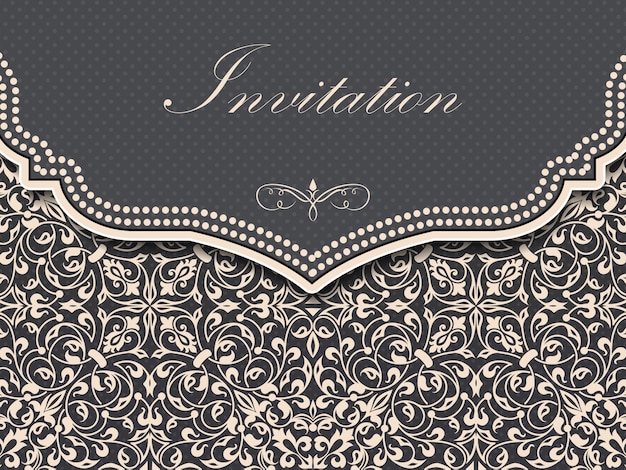 Free Vector wedding invitation and announcement card with vintage background 