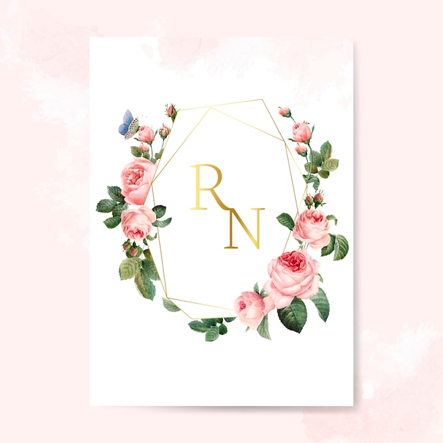 Wedding invitation card decorated with roses vector