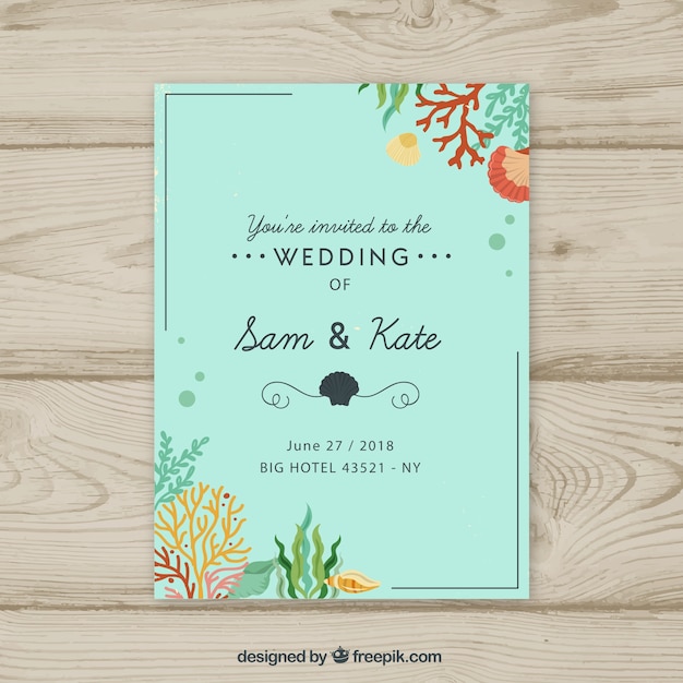 Free Vector wedding invitation card in flat style