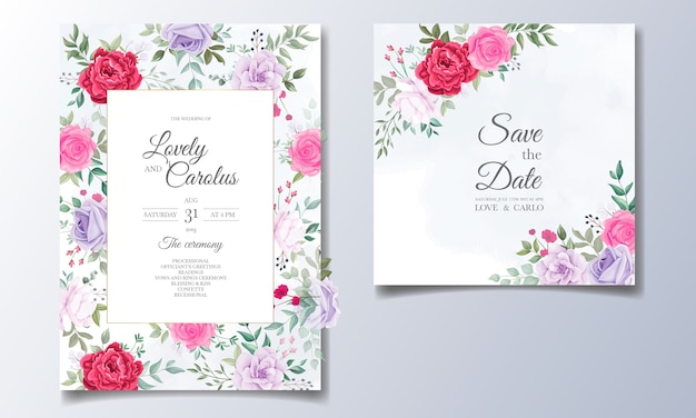 Wedding invitation card with beautiful blooming floral