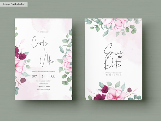 Wedding invitation card with beautiful blooming floral