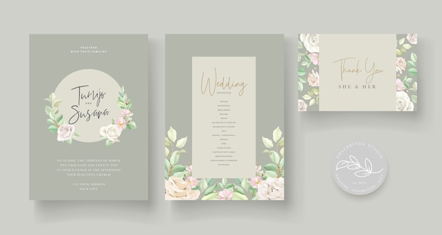 wedding invitation card with beautiful roses