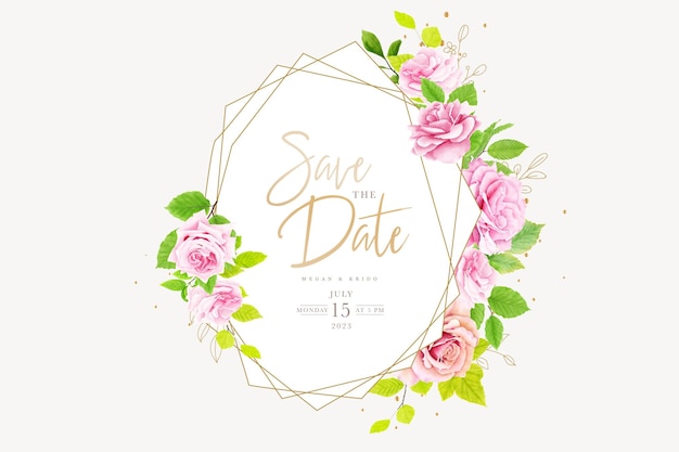 Free Vector wedding invitation card with floral roses design