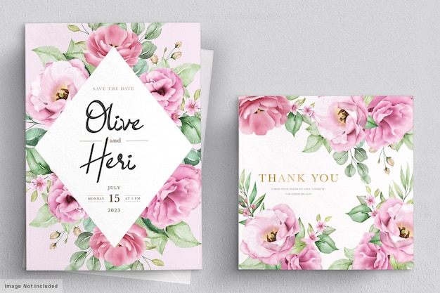 Wedding invitation card with flowers