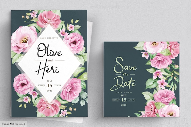 Wedding invitation card with flowers