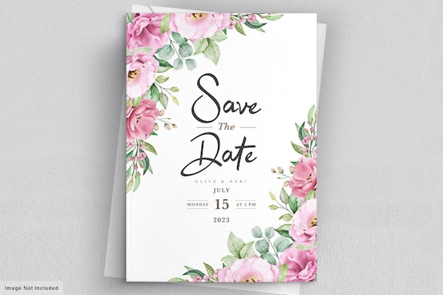 Wedding invitation card with flowers