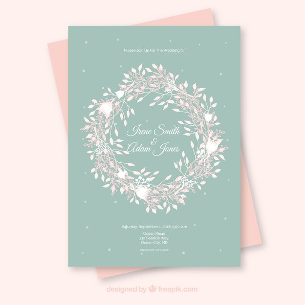 Wedding invitation card with flowers 