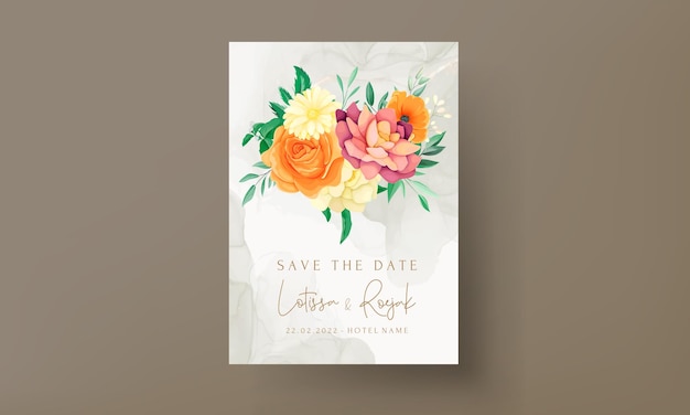 Free Vector wedding invitation card with mexican flowers frame