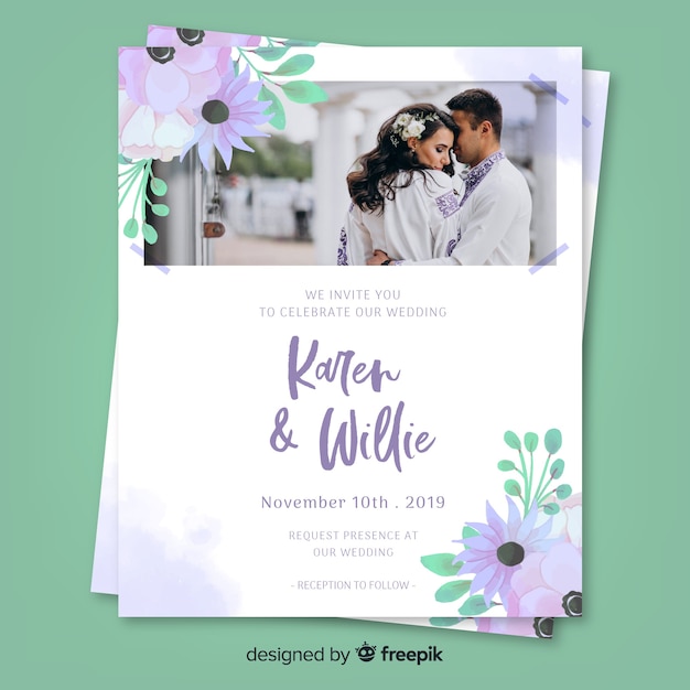 Wedding invitation card with photo