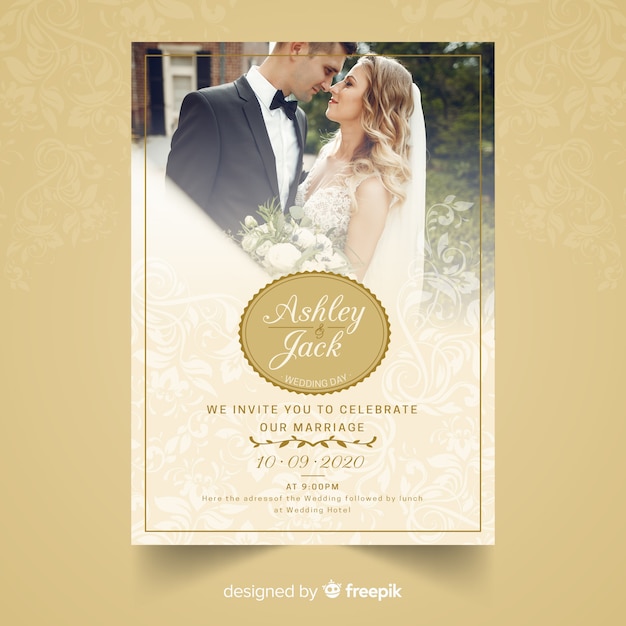 Wedding invitation card with photo