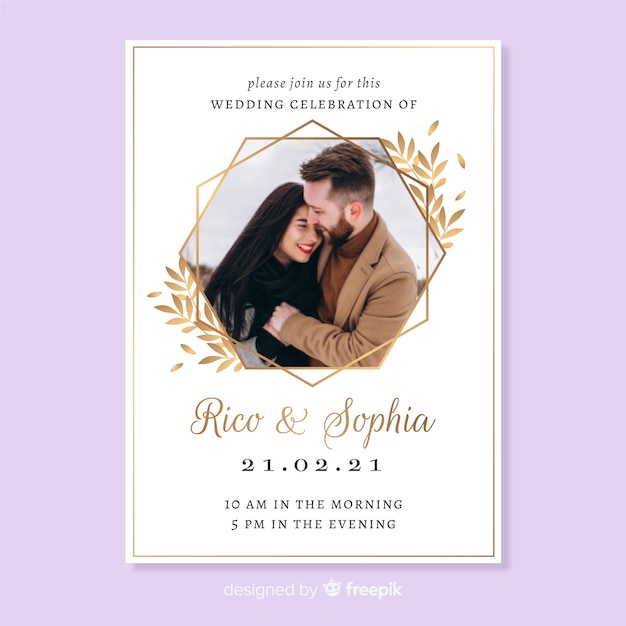 Wedding invitation card with photo