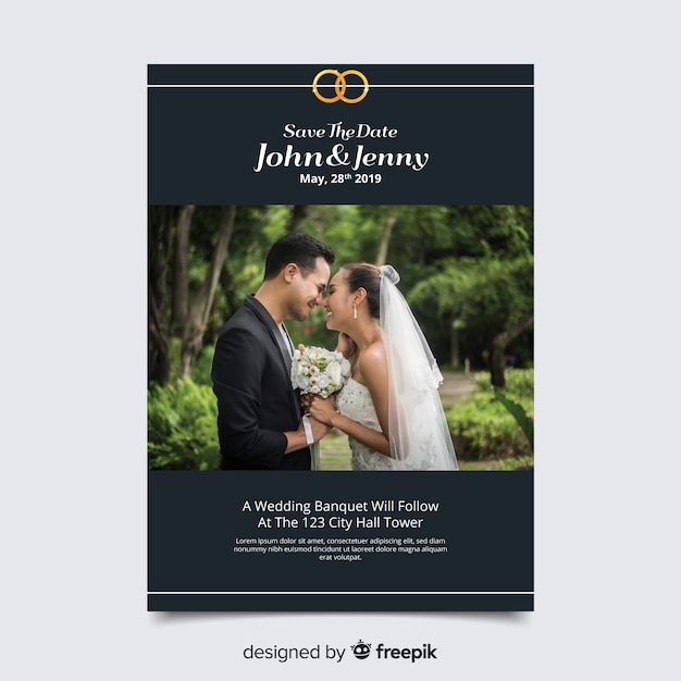 Wedding invitation card with photo