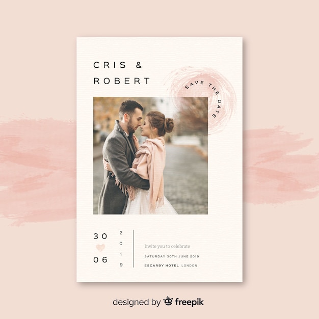 Wedding invitation card with photo