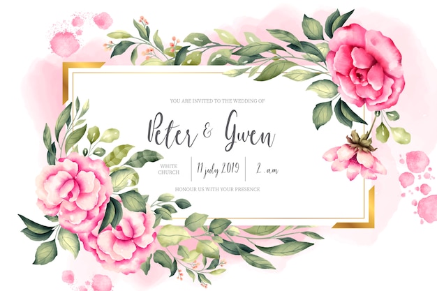 Wedding invitation card with vintage nature