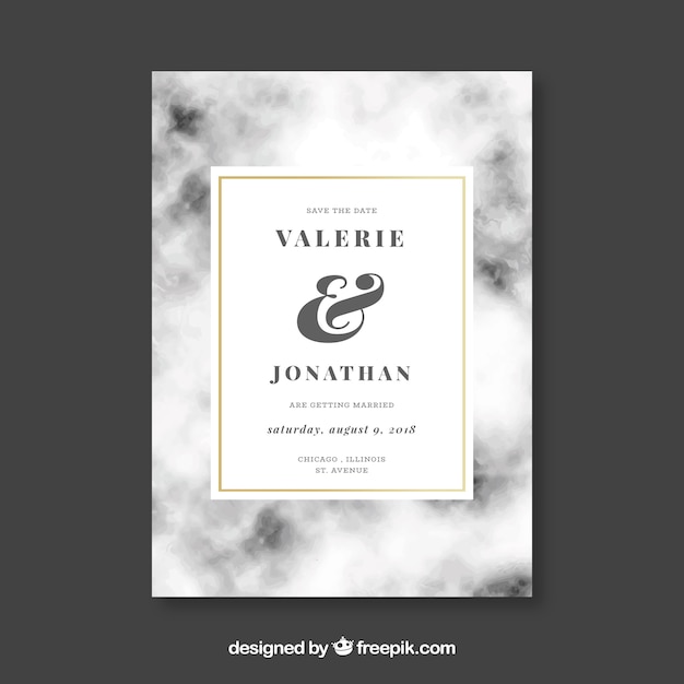 Wedding invitation card with watercolor texture