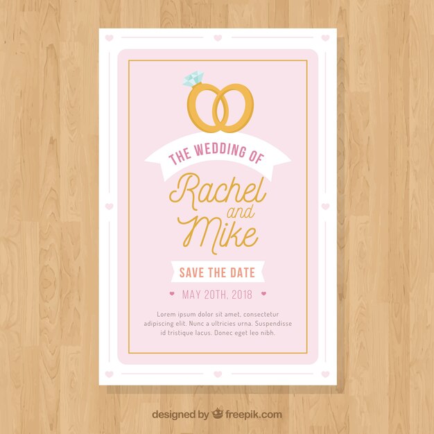 Wedding invitation in flat style