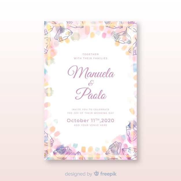 Free Vector wedding invitation from newlyweds template