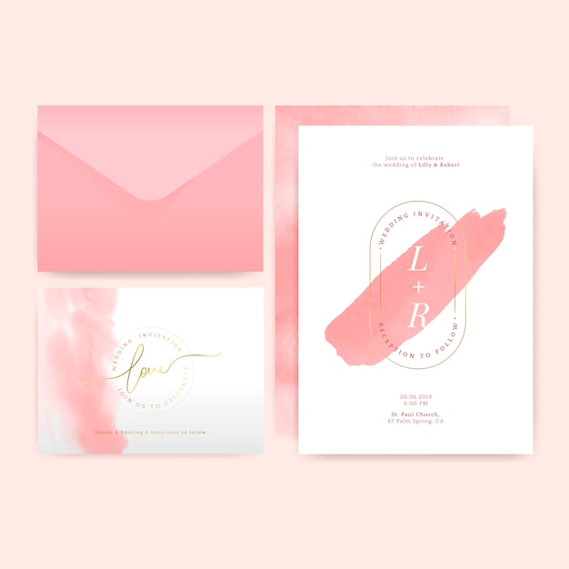 Wedding invitation layout design vector