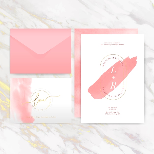 Wedding invitation layout design vector