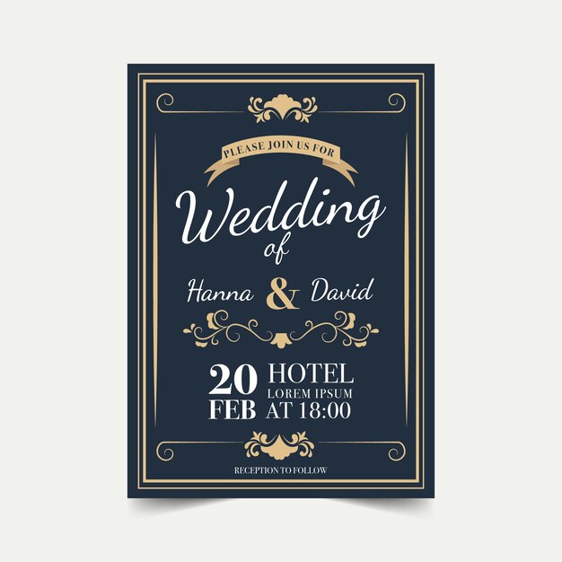 Wedding invitation retro template