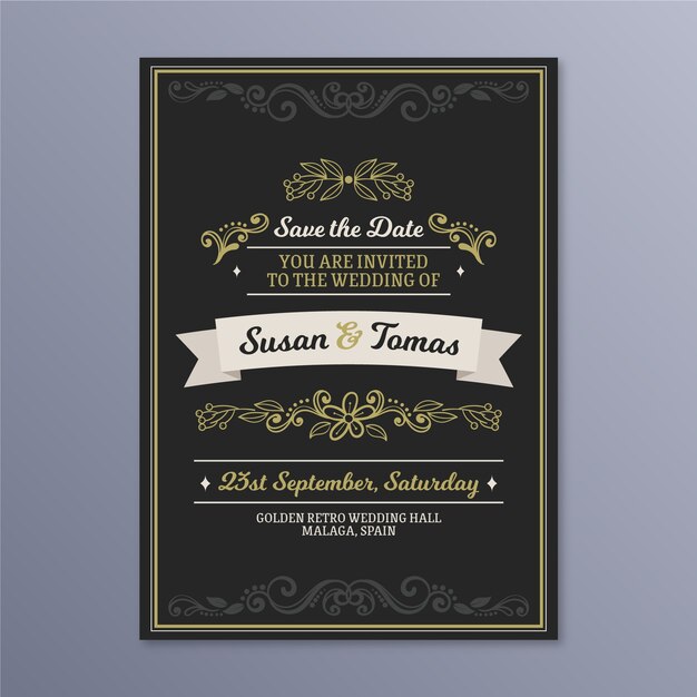 Wedding invitation retro template