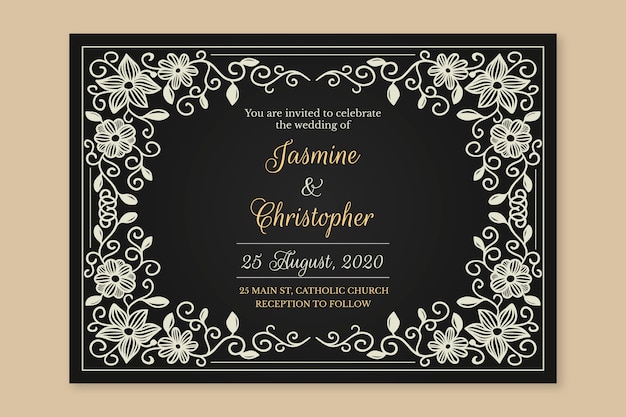 Wedding invitation retro template