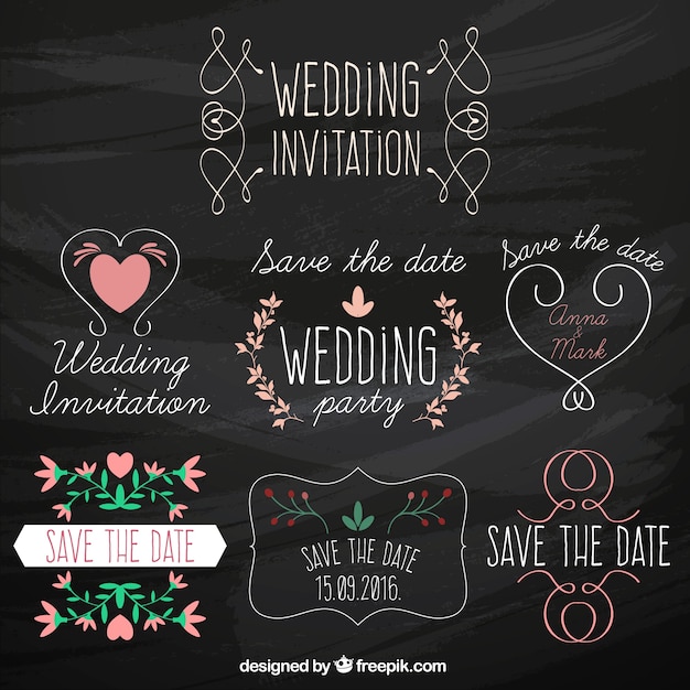 Free Vector wedding invitation stickers collection