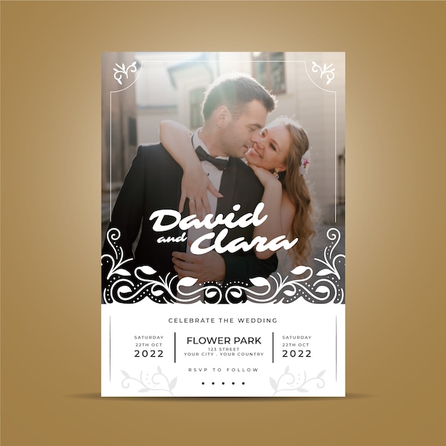 Wedding invitation style with photo