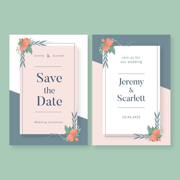 Wedding invitation template elegant design