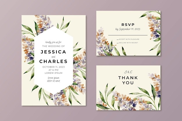 Wedding invitation template floral style